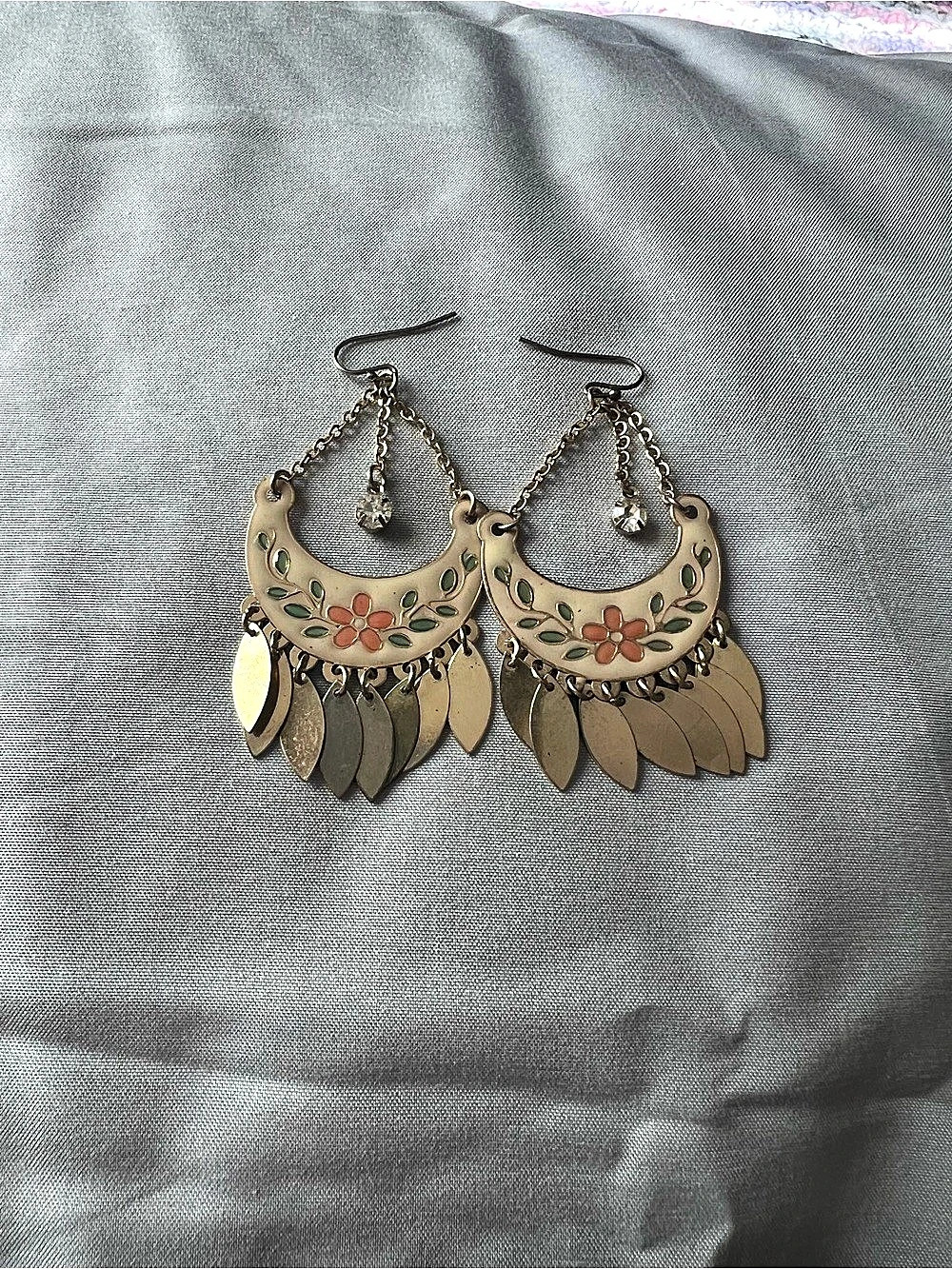 Gold-Tone Boho Floral Chandelier Dangle Earrings – $24